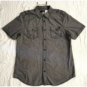 NWT Jeans by Buffalo Mens Shirt sz L Black Chambray Western Button Front NEW